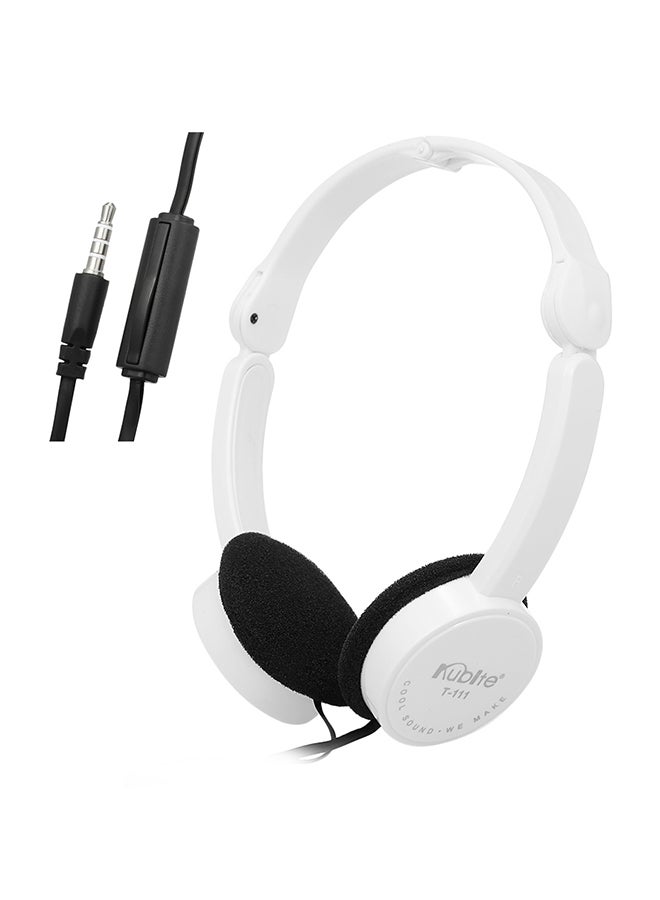 Kubite 3.5mm Wired Over-Ear Foldable Headphones White - Image 1