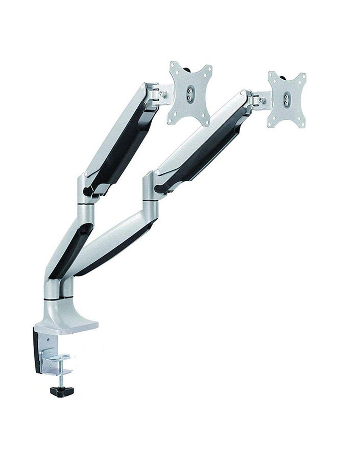 Dual Table Mount TV Stand Silver - Image 1