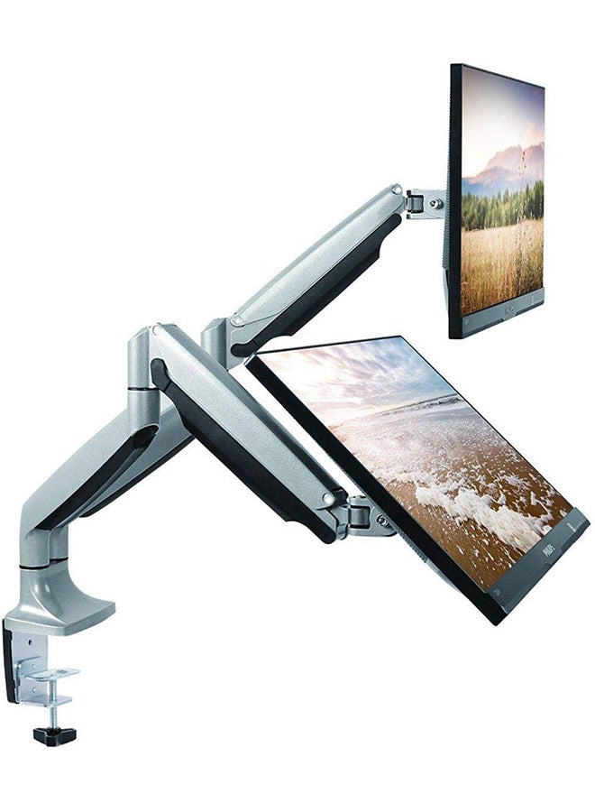 Dual Table Mount TV Stand Silver - Image 2