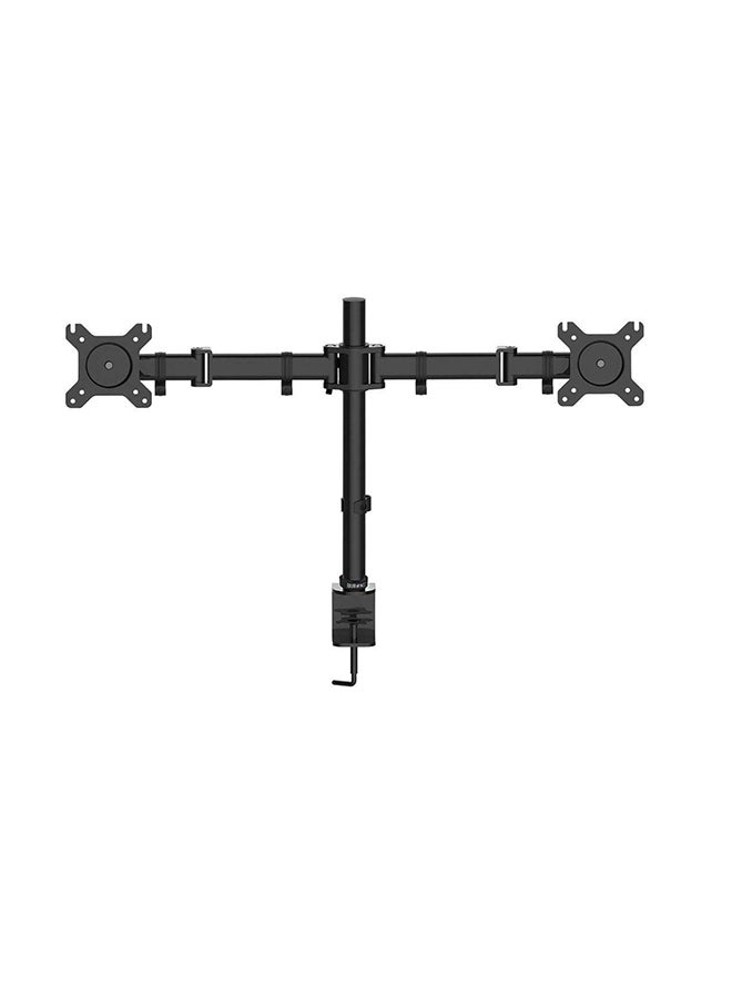 Dual LCD LED Monitor Desk Mount Stand with C-clamp and Bolt-Through Grommet Options | Heavy Duty Fully Adjustable Arms Hold Two (2) Screens up to 27 Black