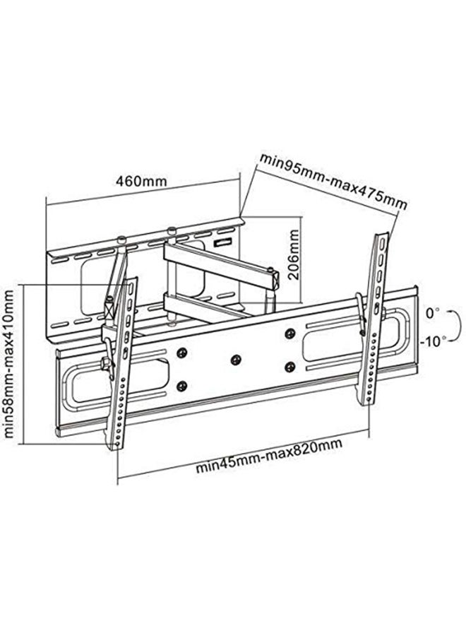 حامل تلفاز بدعامات للتثبيت على الحائط أسود - Image 2
