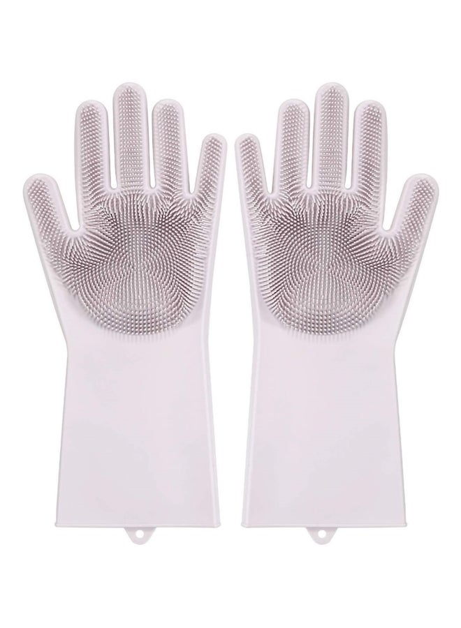 Reusable Silicone Cleaning Brush Scrubber Gloves Grey