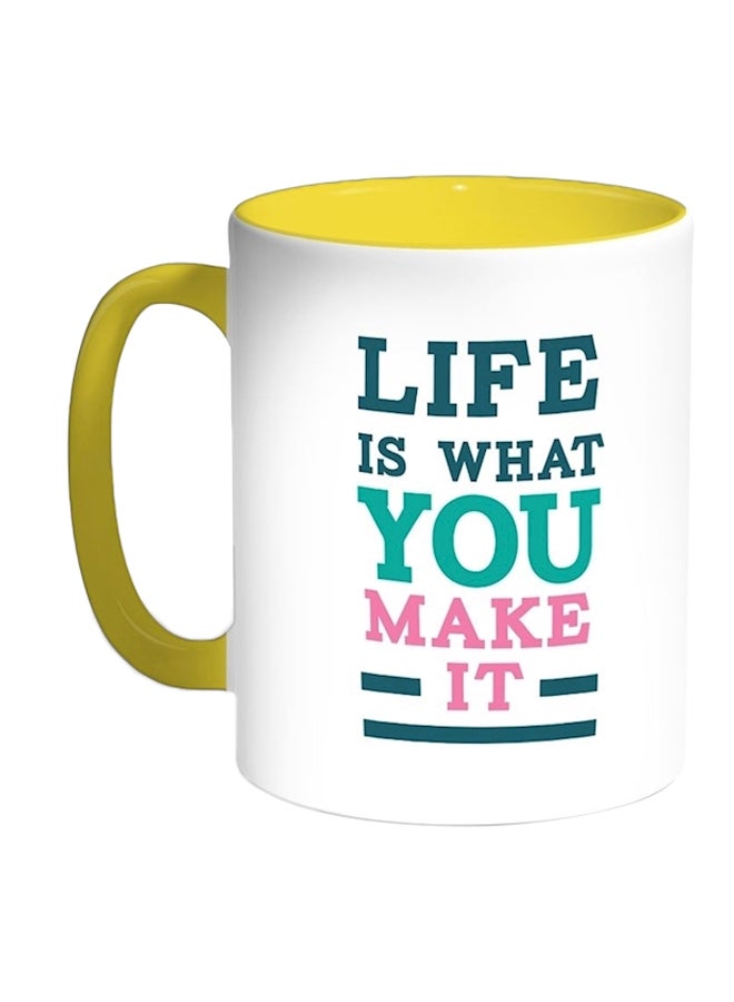 ديكالاك قدح قهوة بطبعة اقتباس أصفر/أخضر/أبيض 100ملليلتر