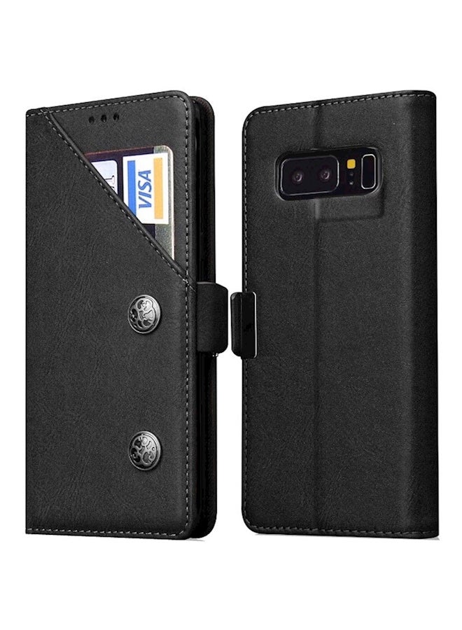 Protective Wallet Card Case Cover For Samsung Galaxy Note 8 Black  - Image 1