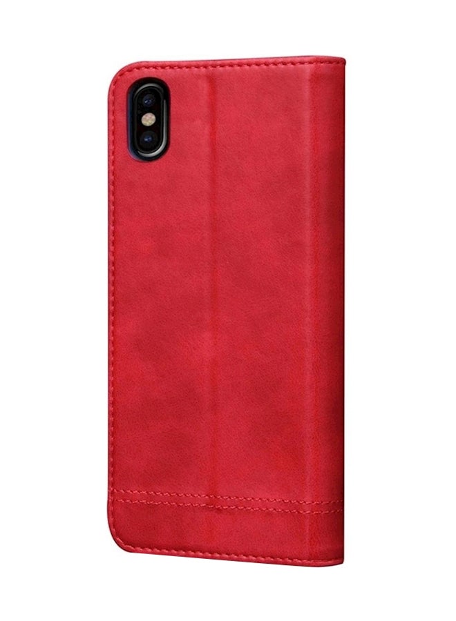 Protective Wallet Card Case Cover For Apple iPhone X/Xs Red  - Image 2
