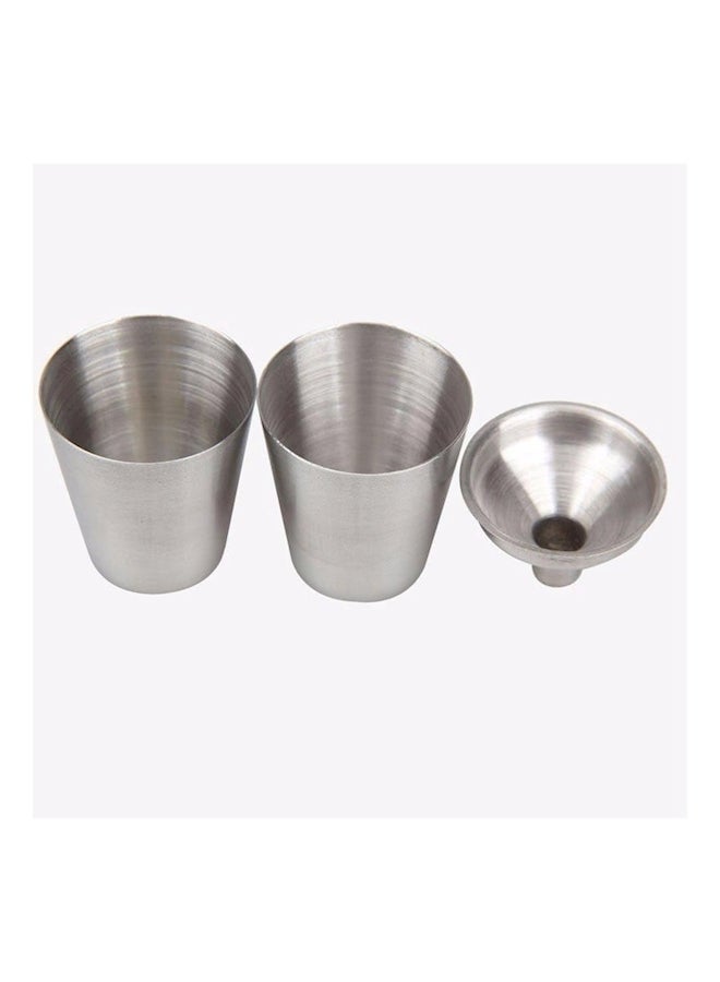 Stainless Steel Hip Flask Bottle Set Silver - Image 3