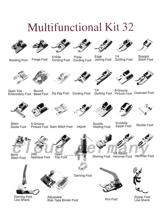 32-Piece Domestic Sewing Machine Foot Presser Feet Set Silver - Image 4
