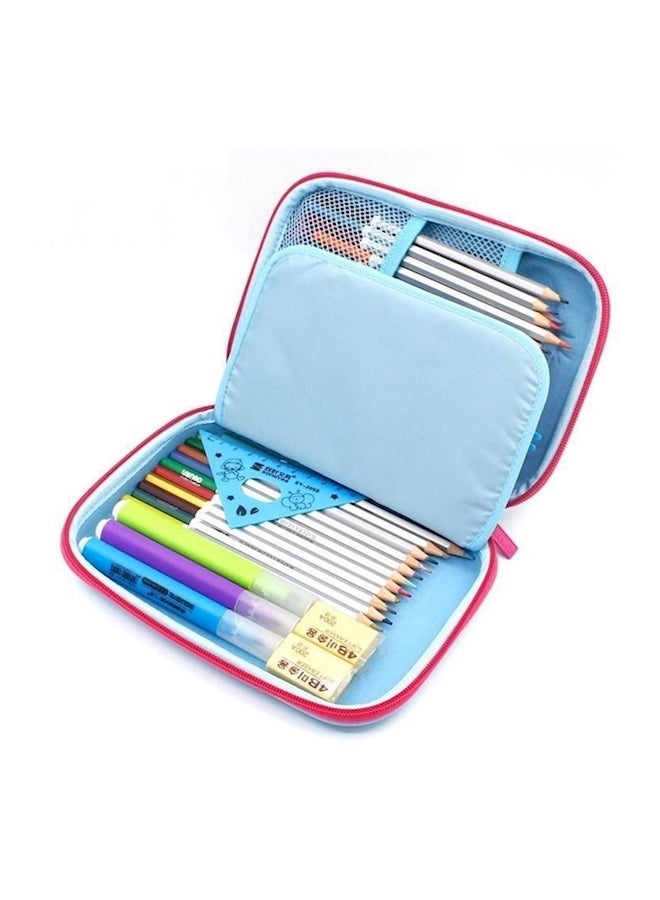 حافظة أقلام رصاص على شكل رسمة كرتونية بسعة كبيرة أزرق/ وردي - Image 3