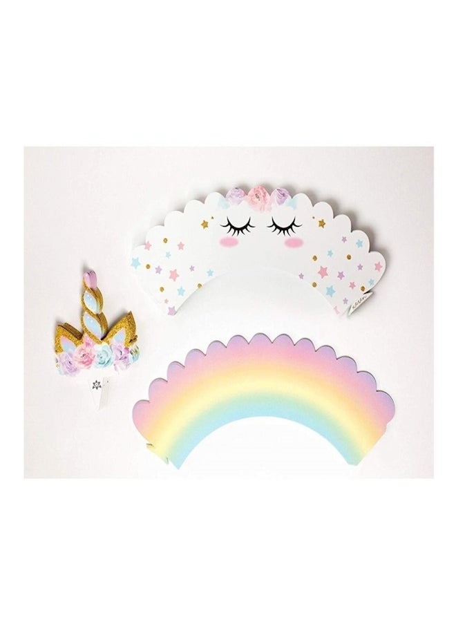 24-Piece Double Sided Cupcake Toppers And Wrappers Set Pink/White/Blue - Image 2