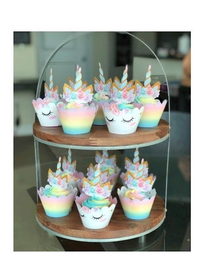 24-Piece Double Sided Cupcake Toppers And Wrappers Set Pink/White/Blue - Image 5