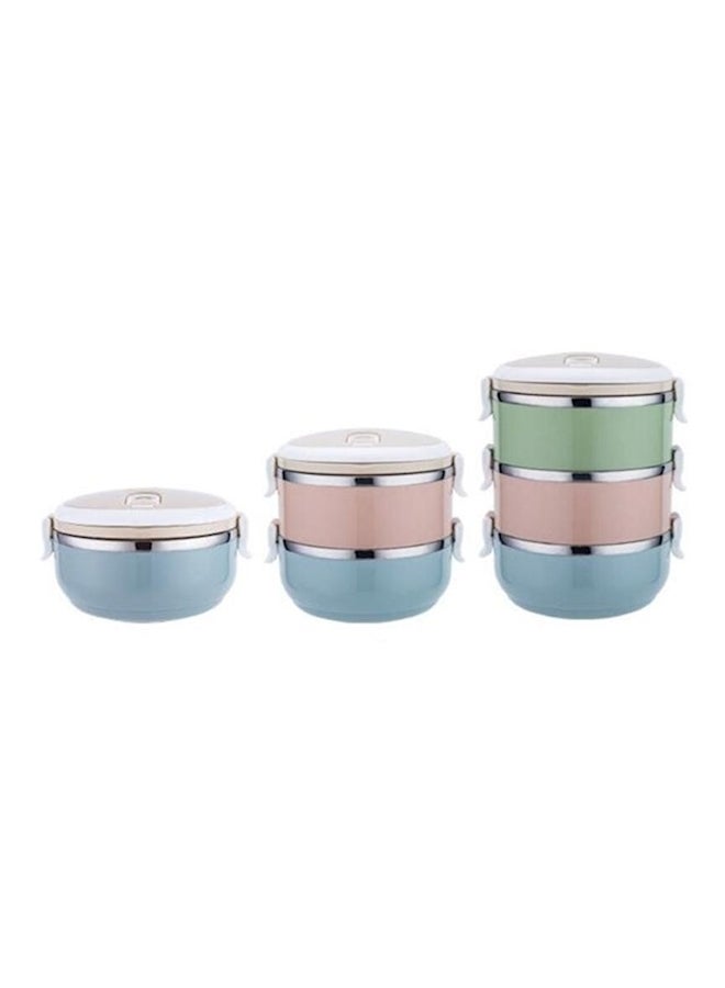 3-Layer Lunch Box With Bag Pink/Blue/Beige - Image 4