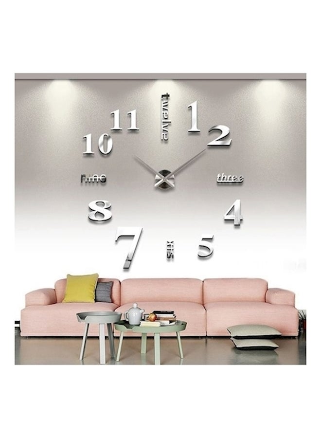 Large DIY 3D Acrylic Wall Clock Silver  - Image 1
