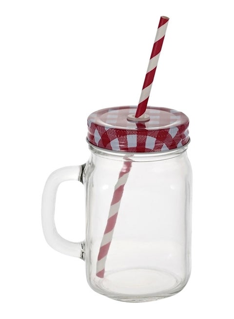 Glass Juice Mug With Straw Multicolour