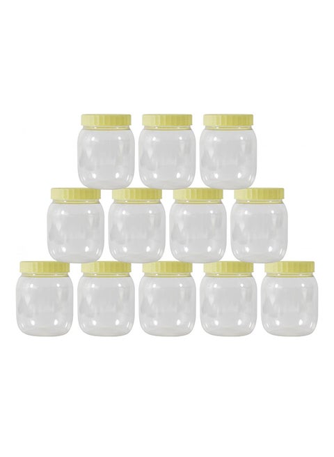 12-Piece Round Spice Jar White/Yellow 500ml