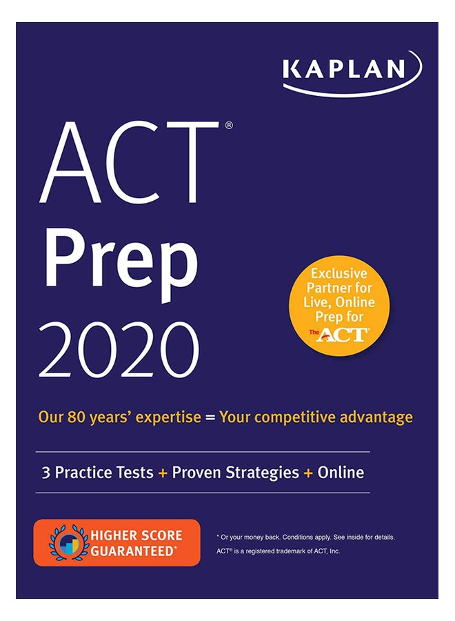 ACT Prep 2020: 3 Practice Tests + Proven Strategies + Online Paperback English by Kaplan Test Prep - 11-Jul-19 