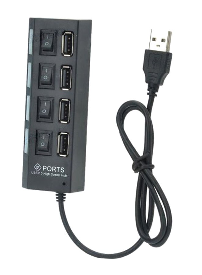 محول موزع ب4 منافذ USB 2.0 عالية السرعة أسود - Image 1