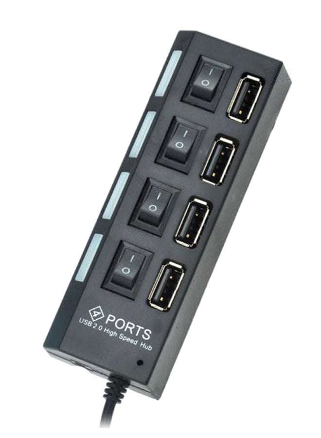 محول موزع ب4 منافذ USB 2.0 عالية السرعة أسود - Image 2