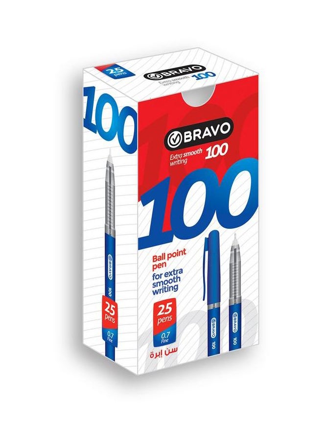 مجموعة من 25 قلم كروي الرأس برافو 100 أزرق