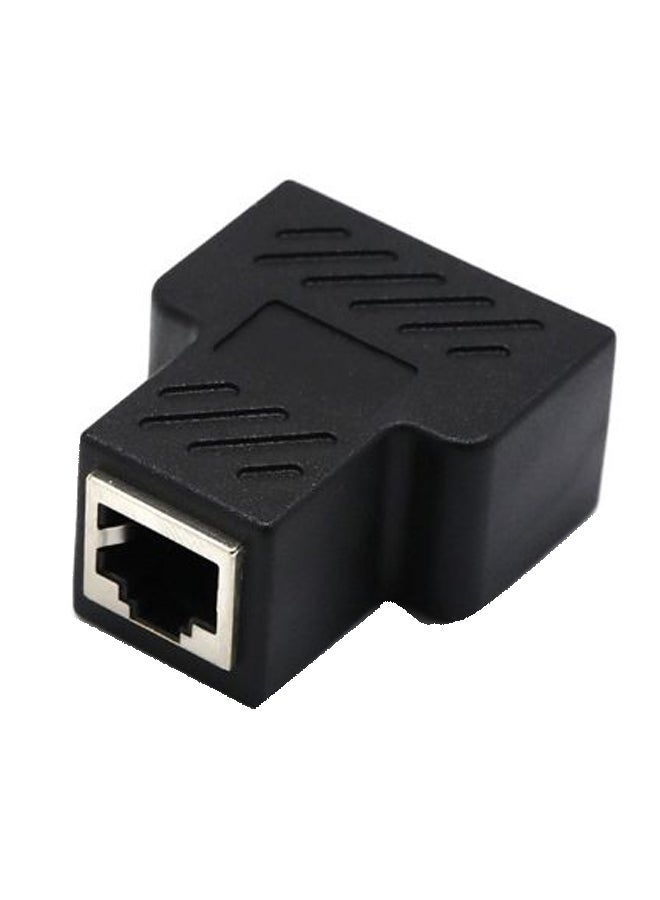 1-To-2 LAN Ethernet Splitter Extender Plug Connector Black