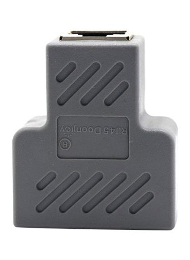1-To-2 LAN Ethernet Splitter Extender Plug Connector Grey
