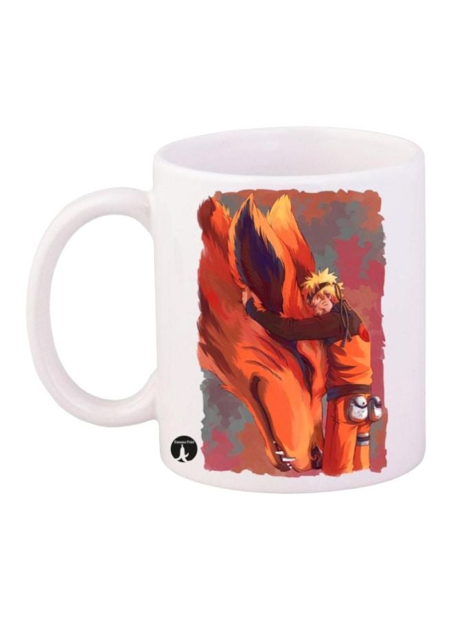 بي بي مج مزين بطبعة مستوحاة من مسلسل الأنيمي "Naruto" بتصميم مريح ومتين وجدار سميك مقاوم للحرارة أبيض /برتقالي / بني