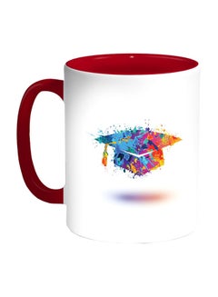 Decalac Graduation Hat Printed Coffee Mug White/Red/Blue 