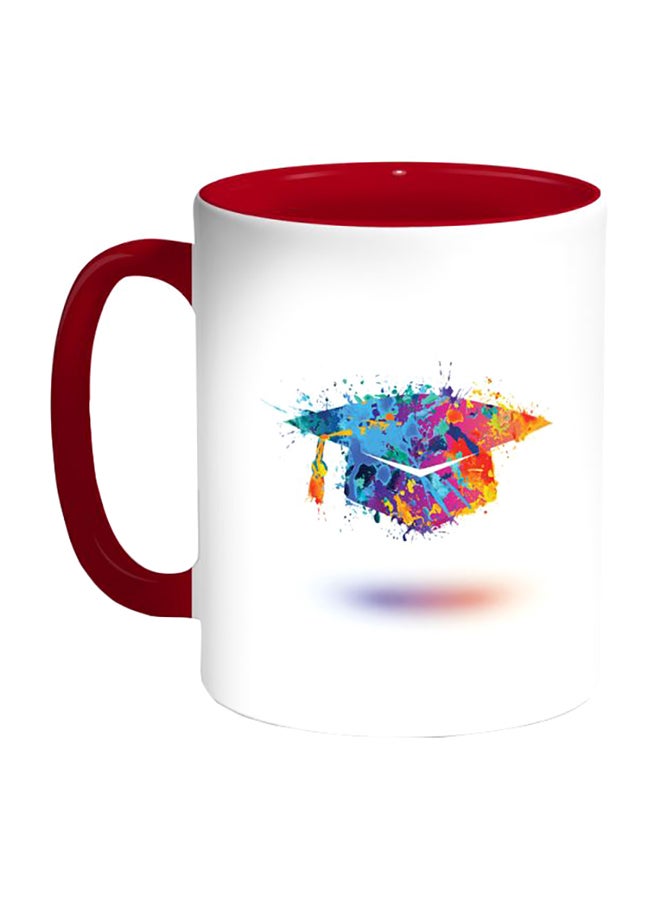 Decalac Graduation Hat Printed Coffee Mug White/Red/Blue