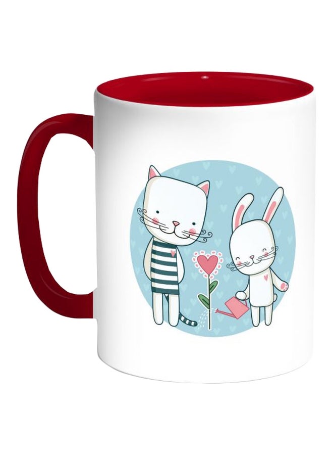 ديكالاك مج قهوة بطبعة زهرة الحب أبيض/أزرق/أحمر