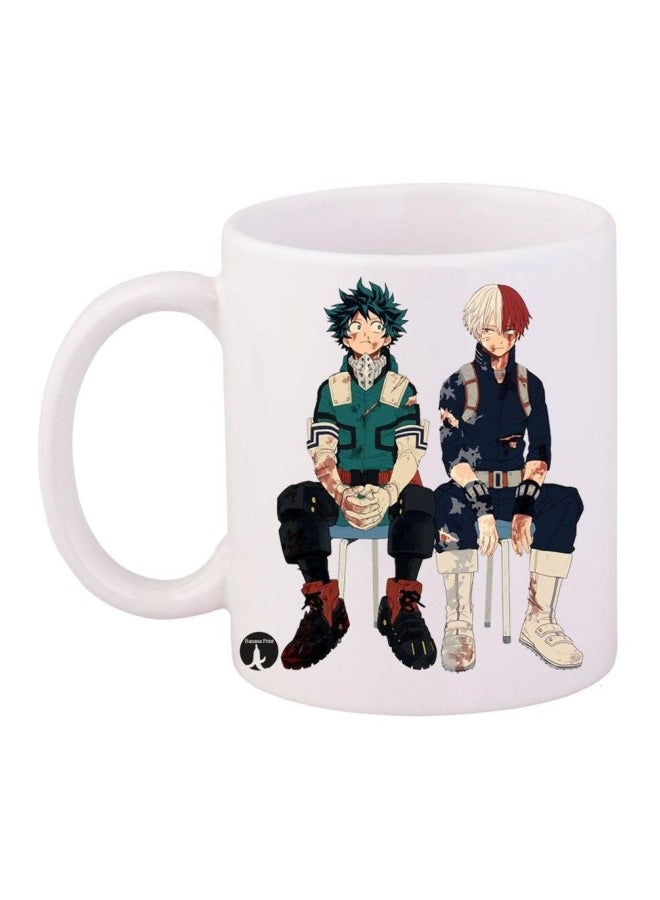 Printed Ceramic Cup White/Black/Green