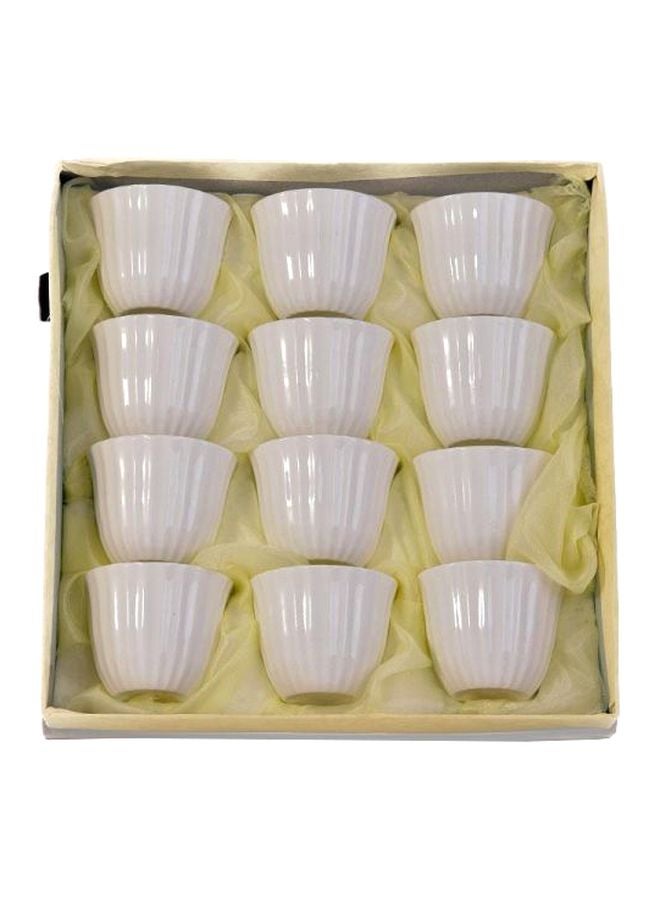 12-Piece Tea Cup Set White 