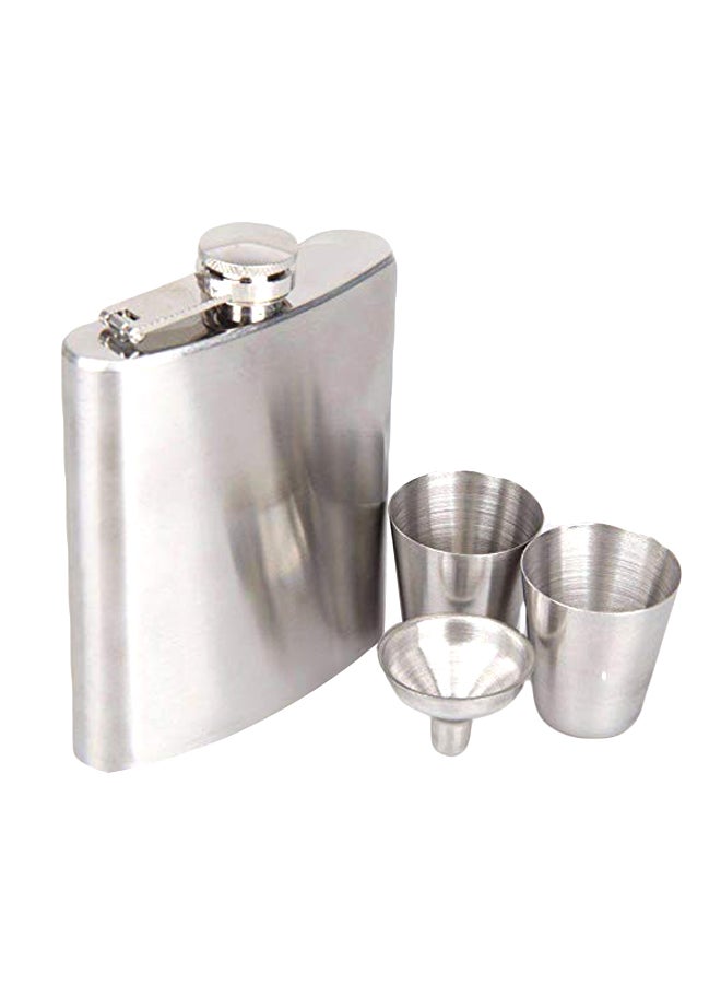 Stainless Steel Hip Flask Bottle Set Silver - Image 1