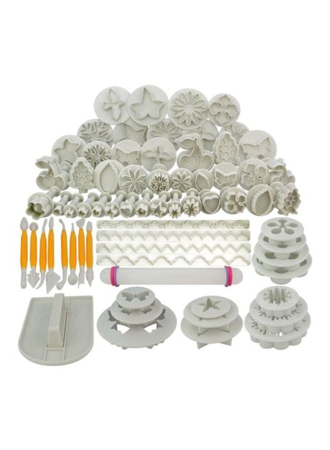 68-Piece Fondant Cake Decorating Modelling Tools White/Yellow/Pink
