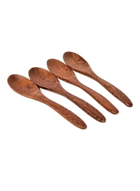 4-Piece Tableware Spoon Set Brown 14.5cm