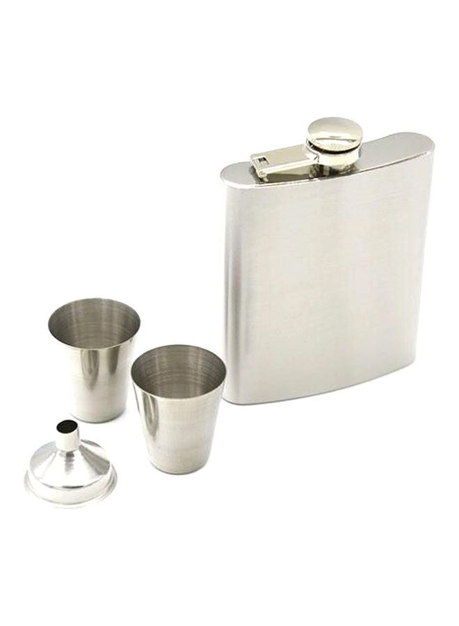 Hip Flask With Funnel Set Silver