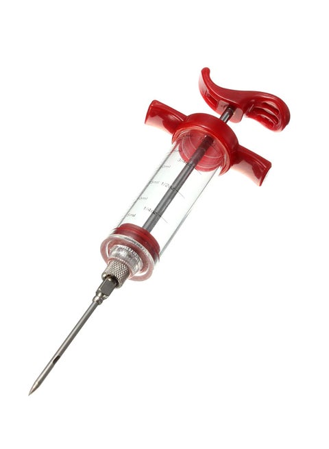 Meat Marinade Flavour Injector Syringe With Needle Clear/Red