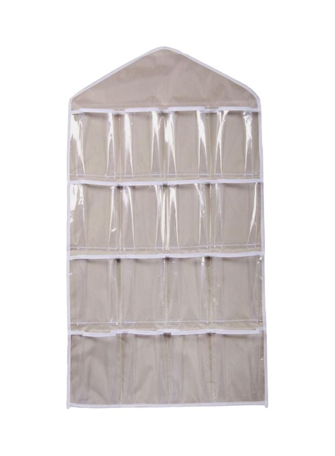 Wall Hanging Storage Bag 16 Pockets Clear Hanging Bag Socks Bra Underwear Rack Hanger Storage Organizer Green,Blue,Beige,Pink  - Image 1