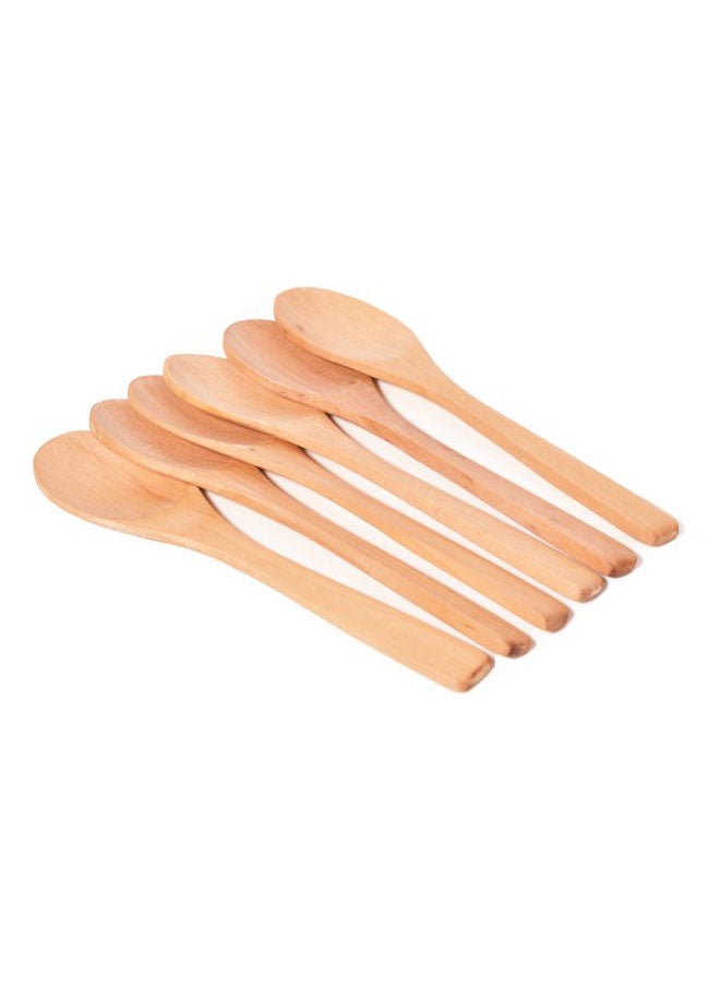 Happy Family 6-Piece Tableware Spoon Set Beige 17cm 