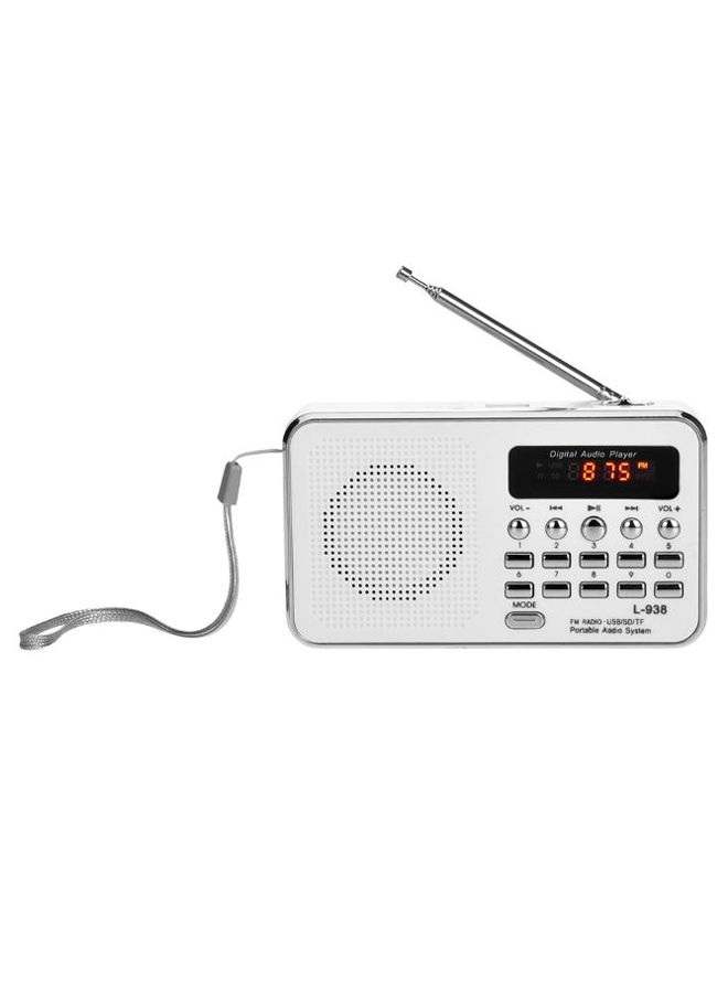 Digital Portable MP3 Speaker Audio Player V341 White/Silver  - Image 1