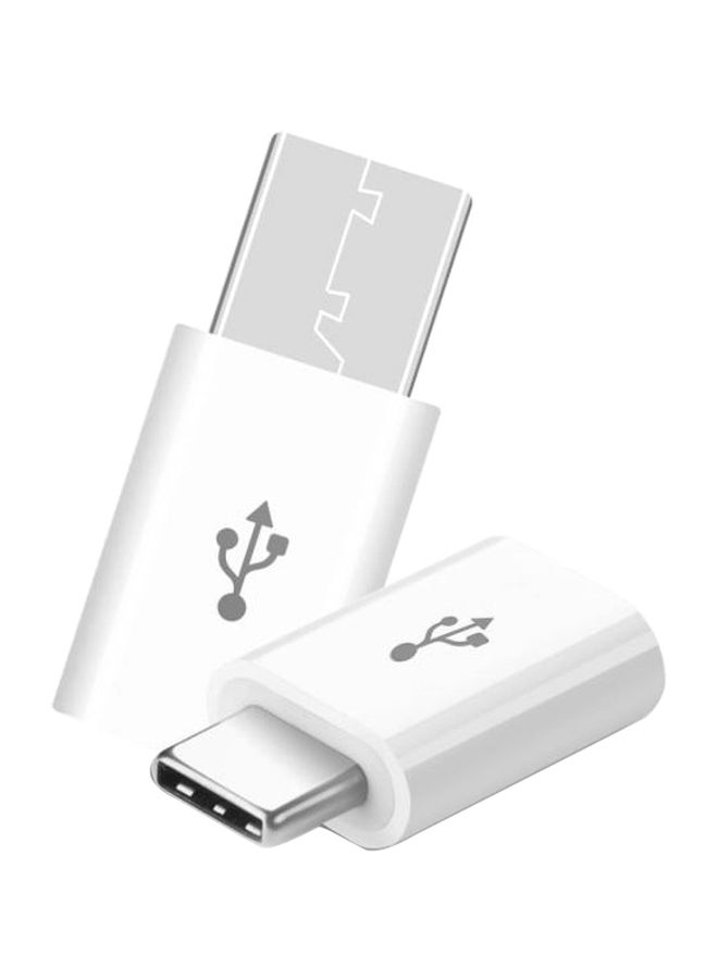 2-Piece Micro Usb To Usb Type C Adapter White