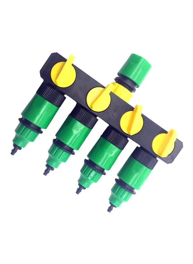 6-Piece 4-Way Shunt Water Pipe Hose Splitter Black/Yellow/Green 