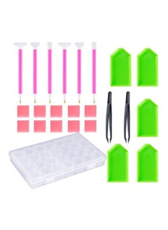 Pack Of 24 Diamond Painting Cross Stitch Tool Set Pink/Green/White