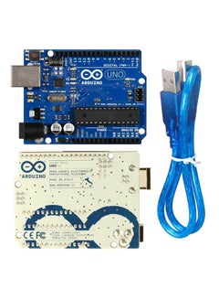 Arduino Uno R3 Development Board With USB Cable Blue/Black/Grey  - Image 1