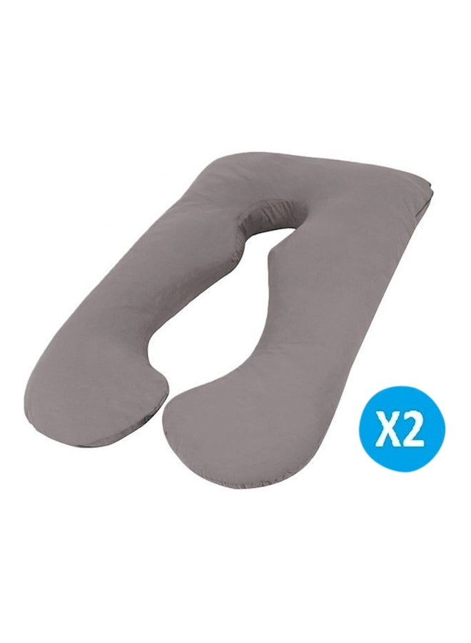 Mother Comfort 2-Piece U Shape Pregnancy And Maternity Pillow Grey 
