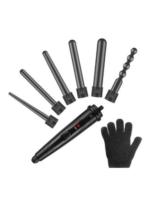6 in 1 interchangeable Wand Hair curling Iron set Black