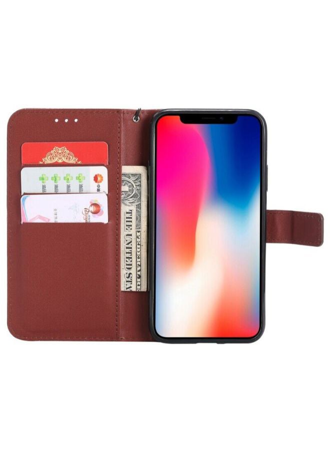 EHOME - Wallet Flip Case Cover For Apple iPhone XS MAX Brown - Image 1
