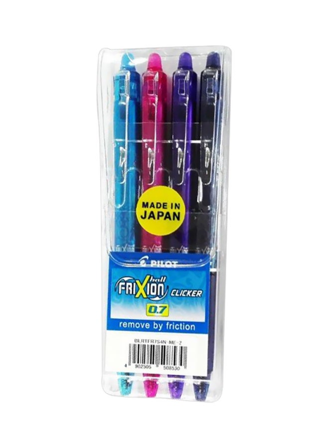 بايلوت طقم أقلام فريكسيون كروية الرأس بزر للنقر من 4 قطع متعدد الألوان - Image 1