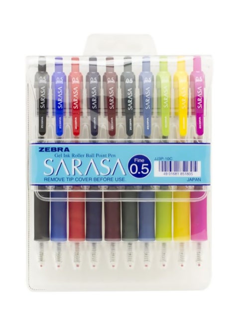 10-Piece Gripped Ball-Point Pen Set Multi Color