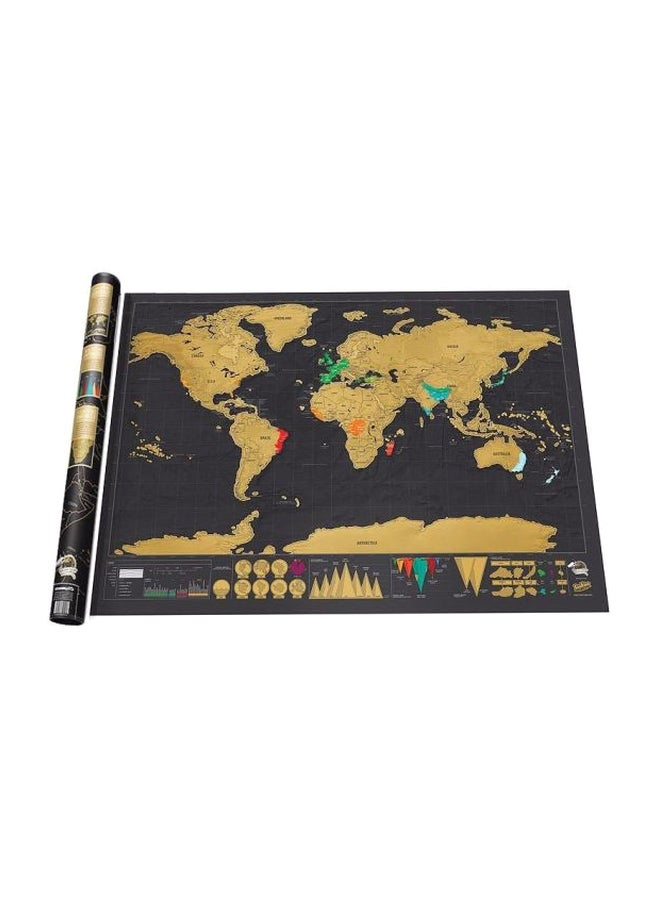 Generic World Scratch Map Poster Black/Yellow  - Image 1