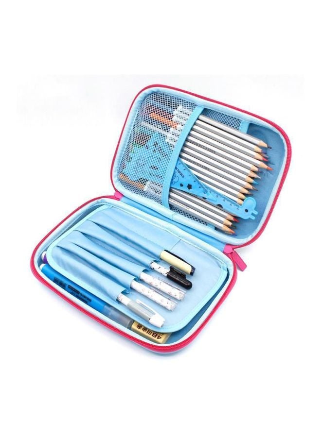 حافظة أقلام رصاص على شكل رسمة كرتونية بسعة كبيرة أزرق/ وردي - Image 2