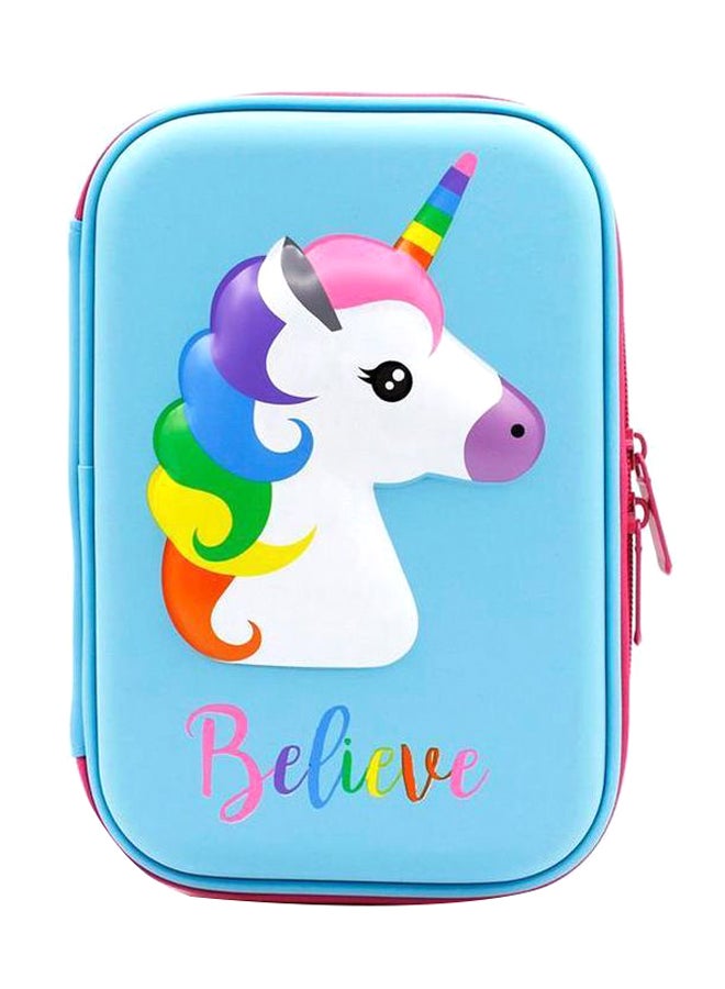 حافظة أقلام رصاص على شكل رسمة كرتونية بسعة كبيرة أزرق/ وردي - Image 1